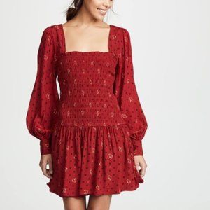 Free People Red Long Sleeve Dress-worn once